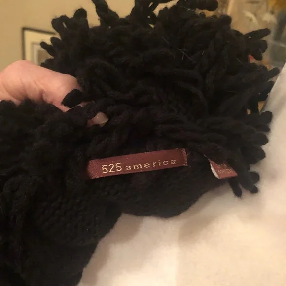 525 AMERICA Black Large Sweater With Double Looped Yarn Collar - Picture 9 of 13